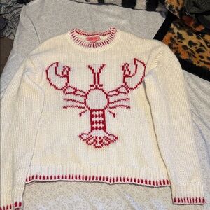 Chic White Sweater with Red Lobster Design